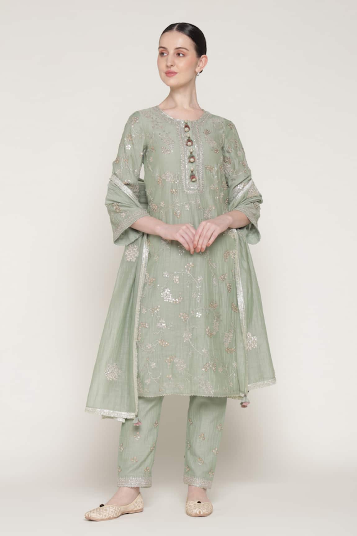 Summer By Priyanka Gupta Vrinda Gota Jaal Work Kurta Set 