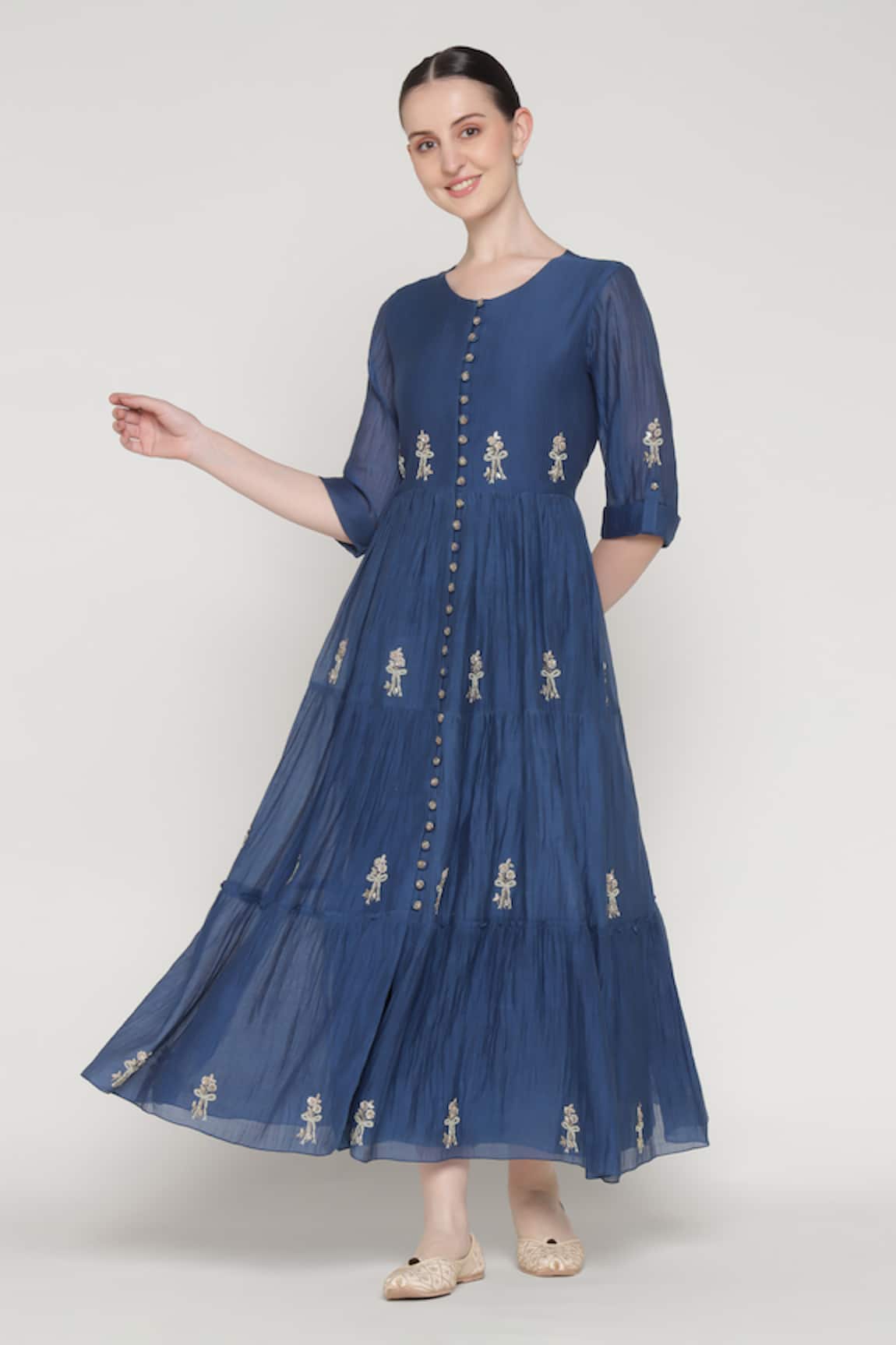 Summer By Priyanka Gupta Noor E Tiered Embroidered Dress 