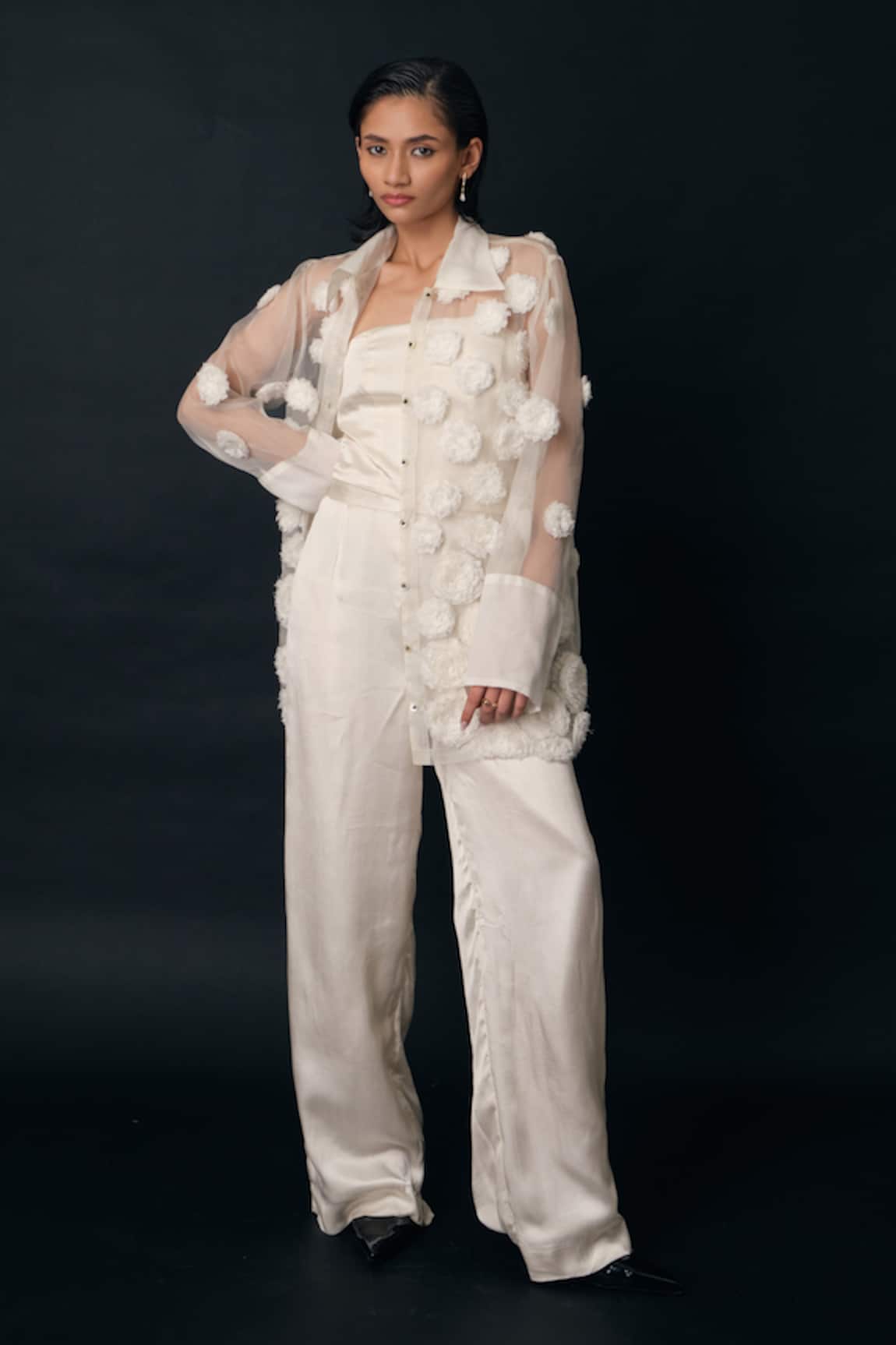 The Right Cut Pearl Embellished Organza Shirt 