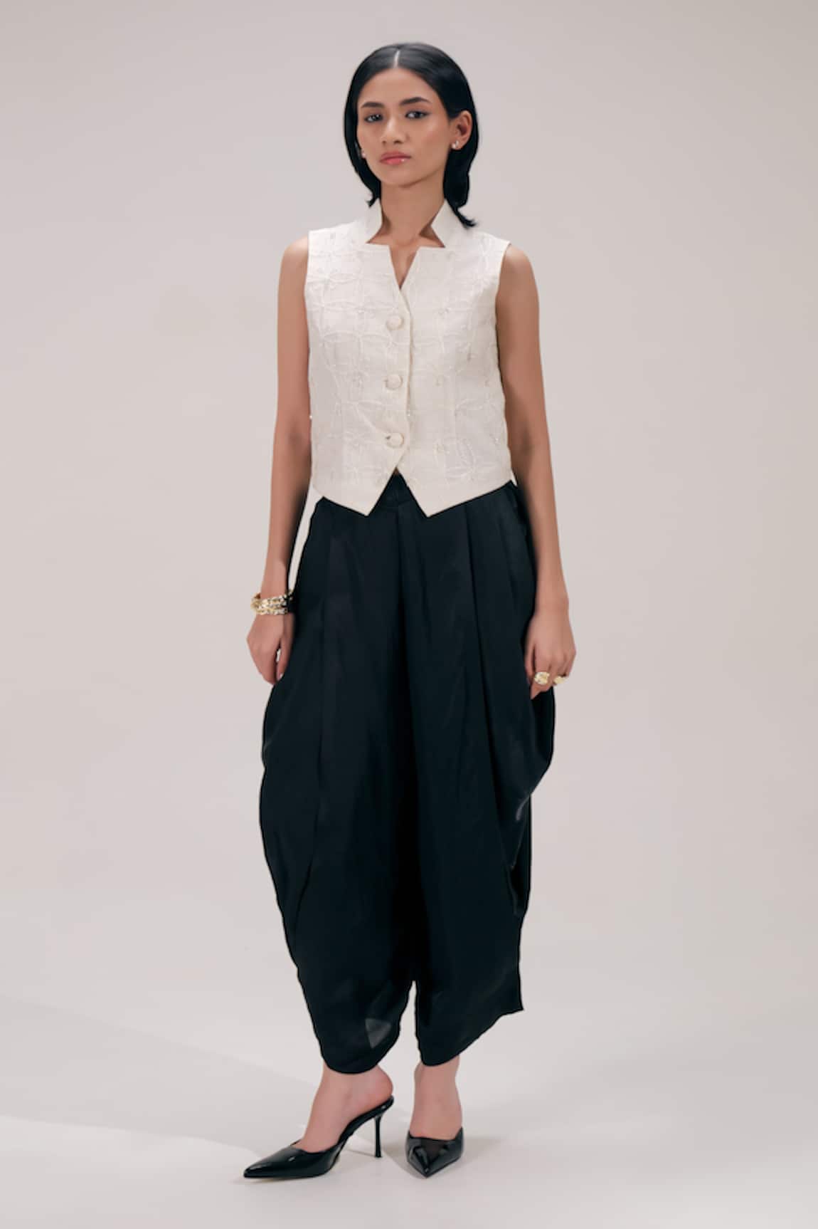 The Right Cut Chanderi Embroidered Sleeveless Blouse 