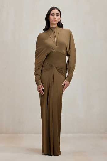 Deme By Gabriella Parker Draped Knot Maxi Dress 