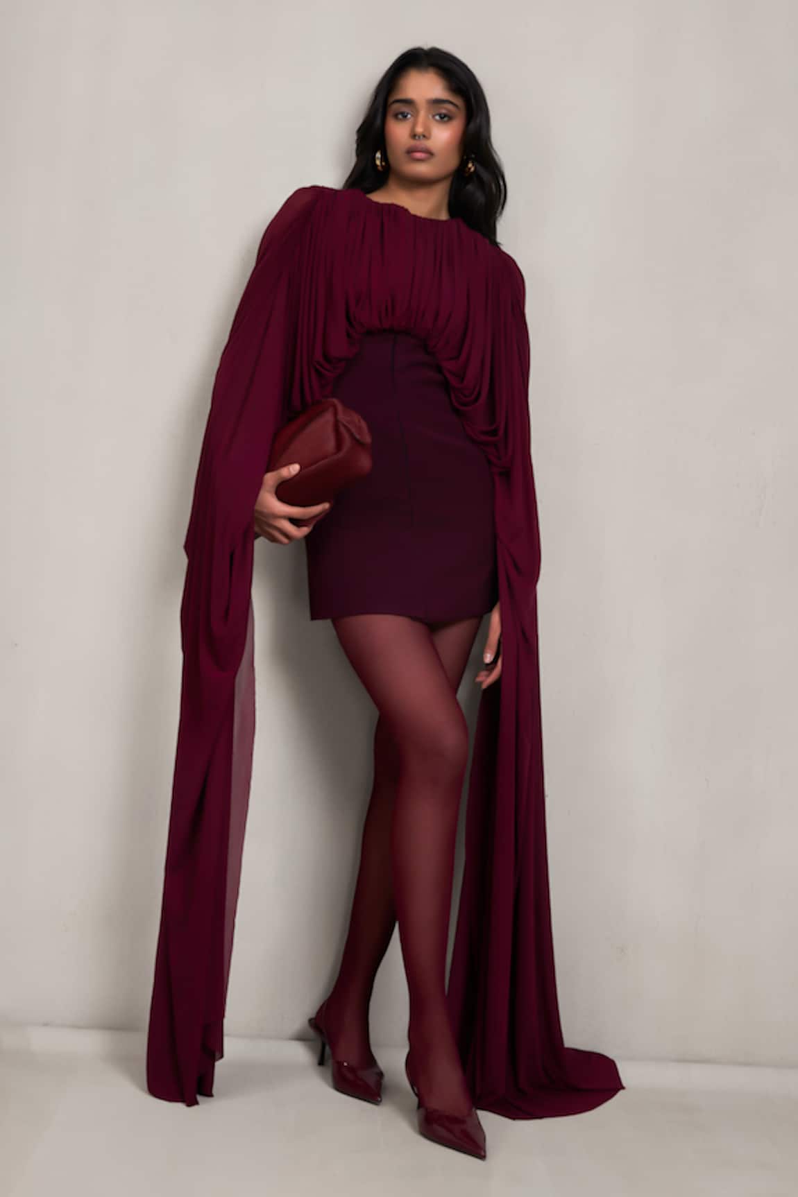 Deme By Gabriella Gina Draped Ferrari Net Short Dress 