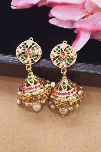 Queens Jewels Bridal Jadau Jhumki Earrings 