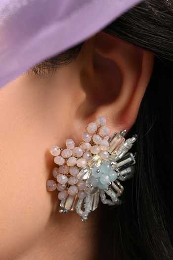 House Of D"Oro Round Stone Studded Earrings 