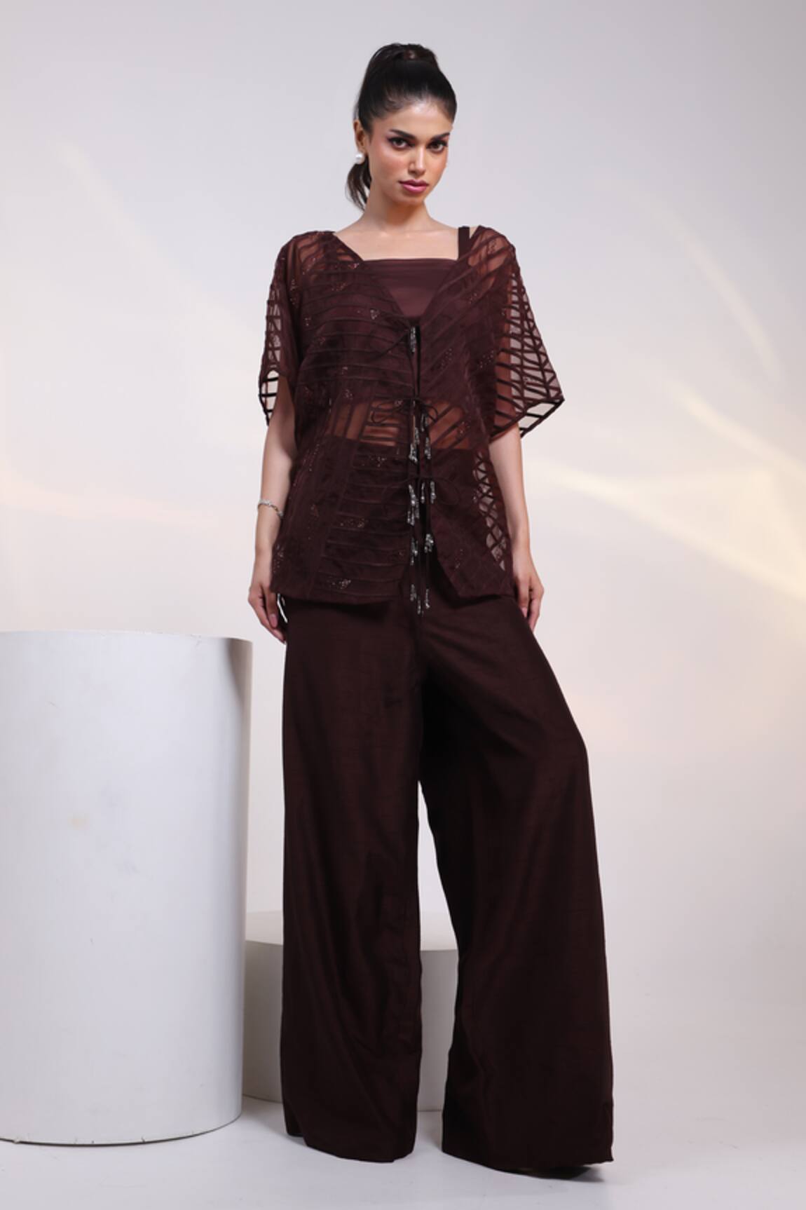 Smriti By Anju Agarwal Synora Sheer Overlay & Trouser Set 