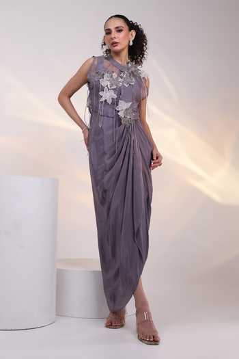 Smriti By Anju Agarwal Petal Strings Gown With Cape
