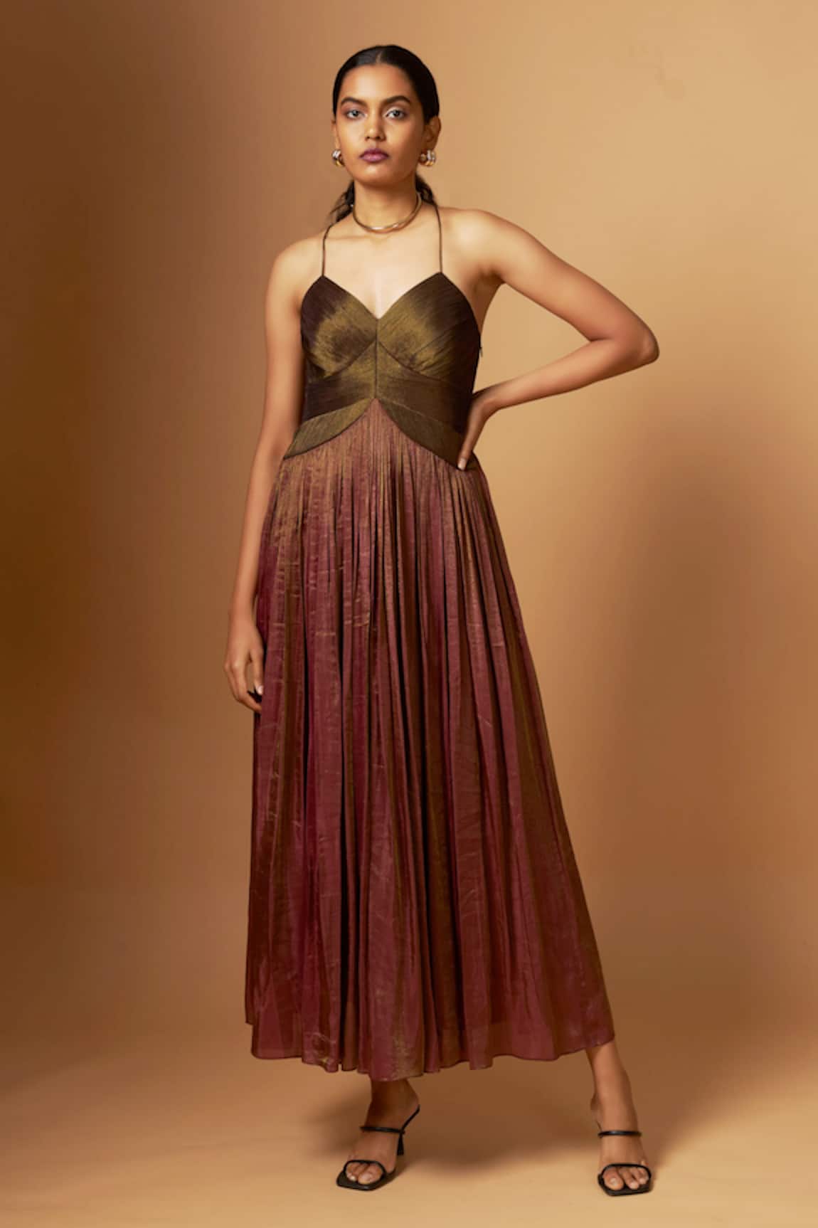 Vedika M Hand Pleated Strap Dress 