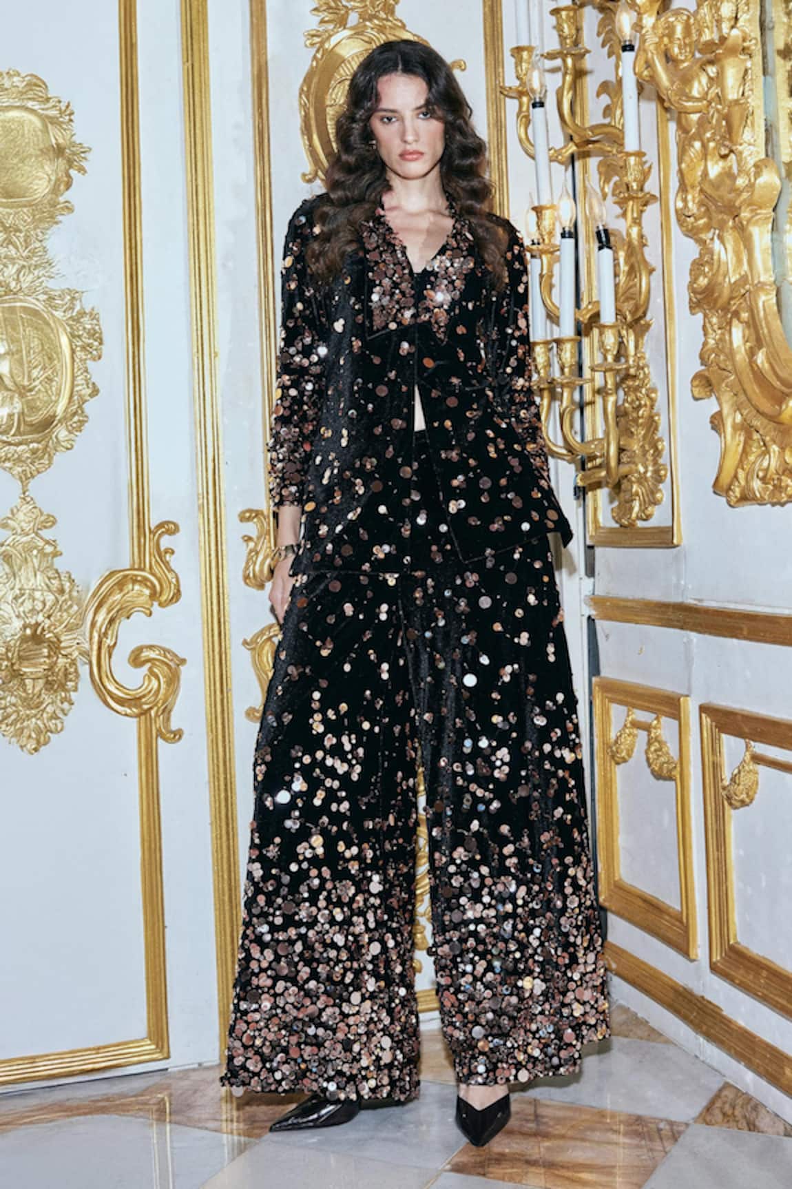 Dash And Dot Paillette Embroidered Pant 