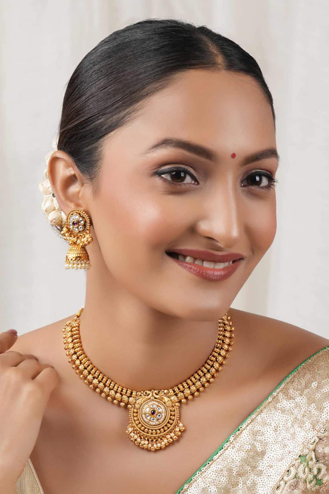 SMARS JEWELRY Antique Floral Kundan Choker Set 