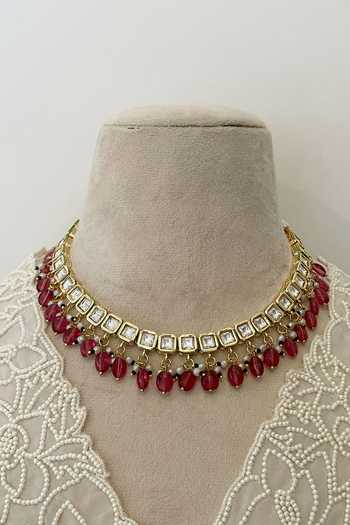Saga Jewels Geometric Kundan Studded Choker Set 