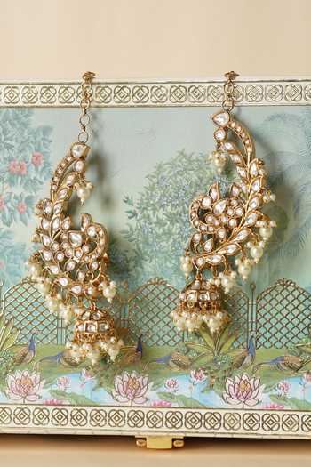 Saga Jewels Polki Peacock Motif Ear Cuffs 