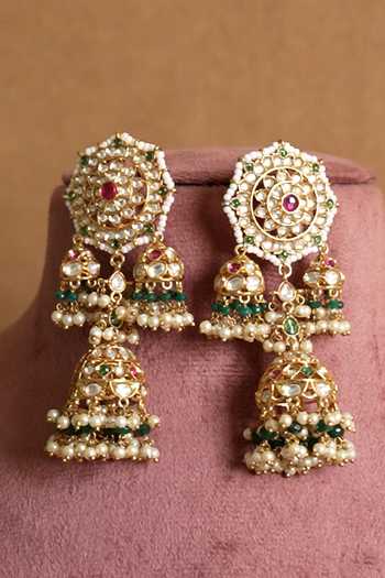 Saga Jewels Embellished Ethnic Jhumkas 