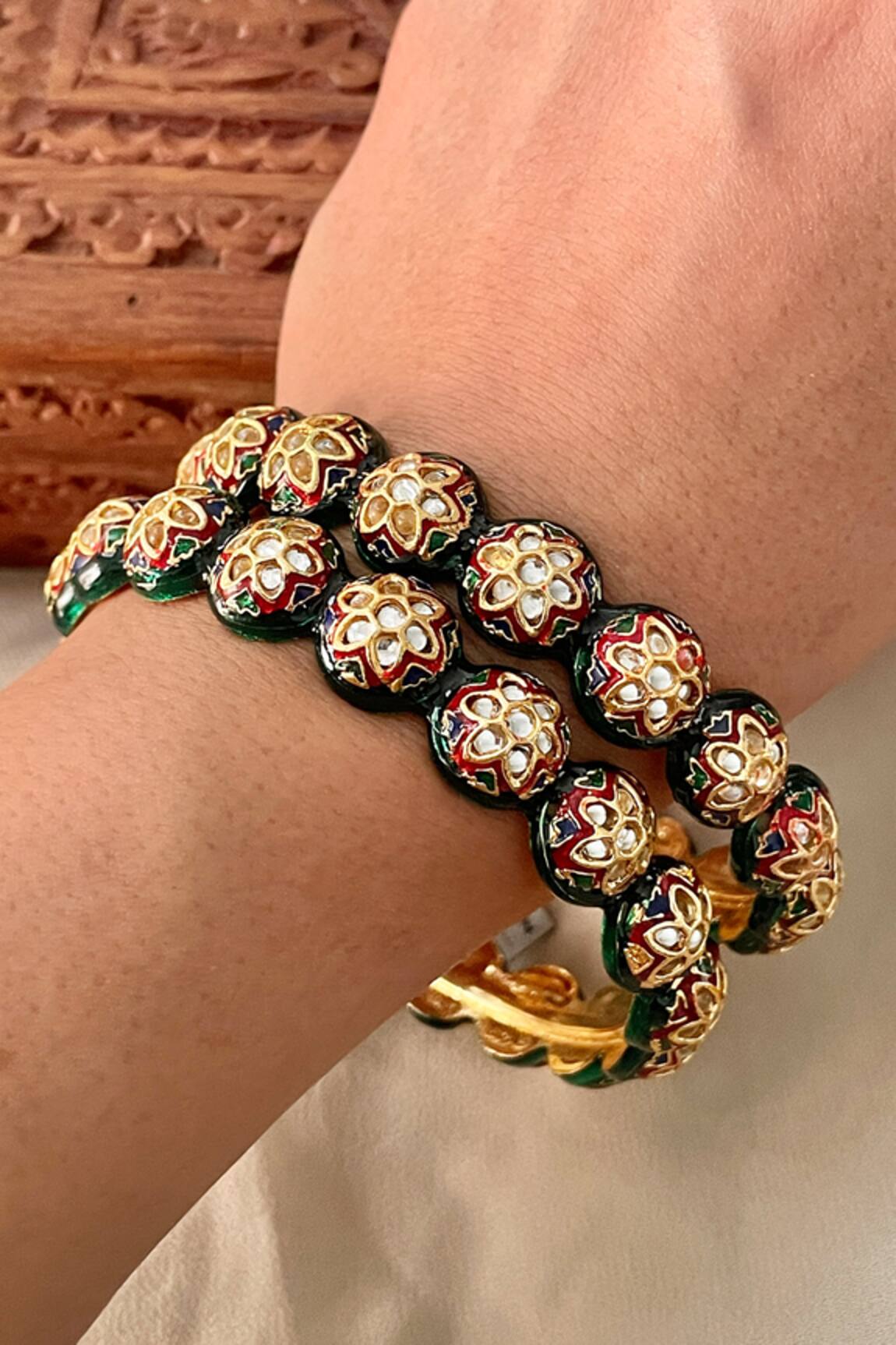 Saga Jewels Meenakari Work Pair of Bangles 