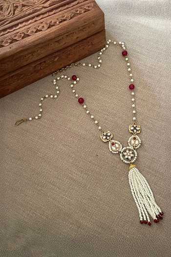 Saga Jewels Pearl Tassel Long Necklace 