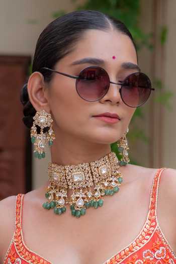 Saga Jewels Polki Kundan Embellished Choker Set 