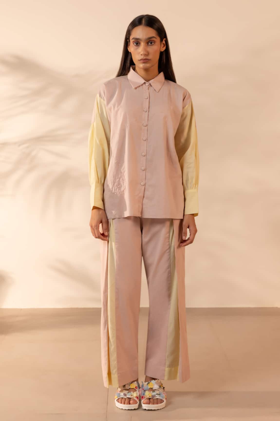 OurDve Breeze Color Blocked Shirt & Pant Set 