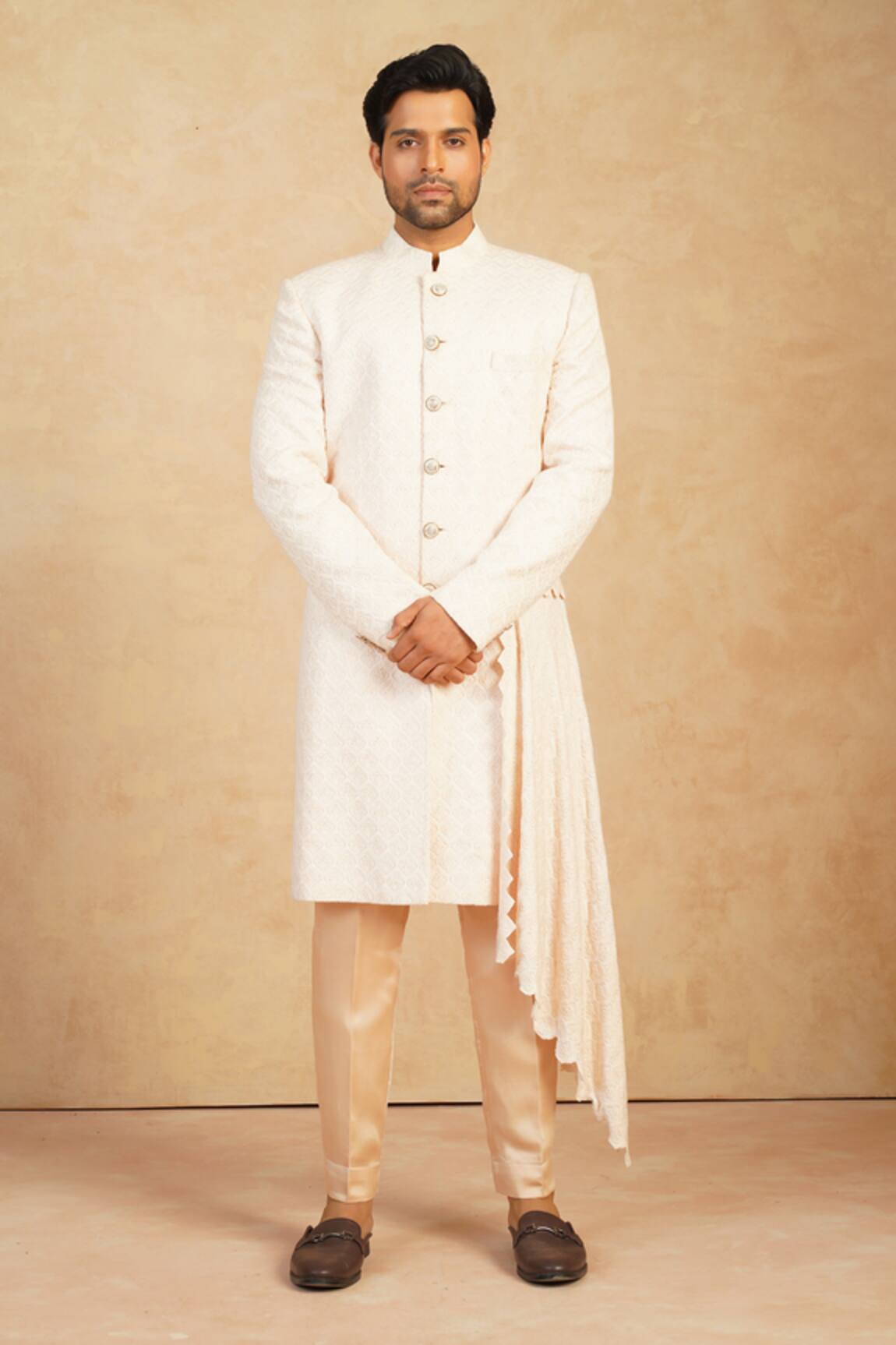 Millionaire Lucknowi Work Sherwani Pyjama Set