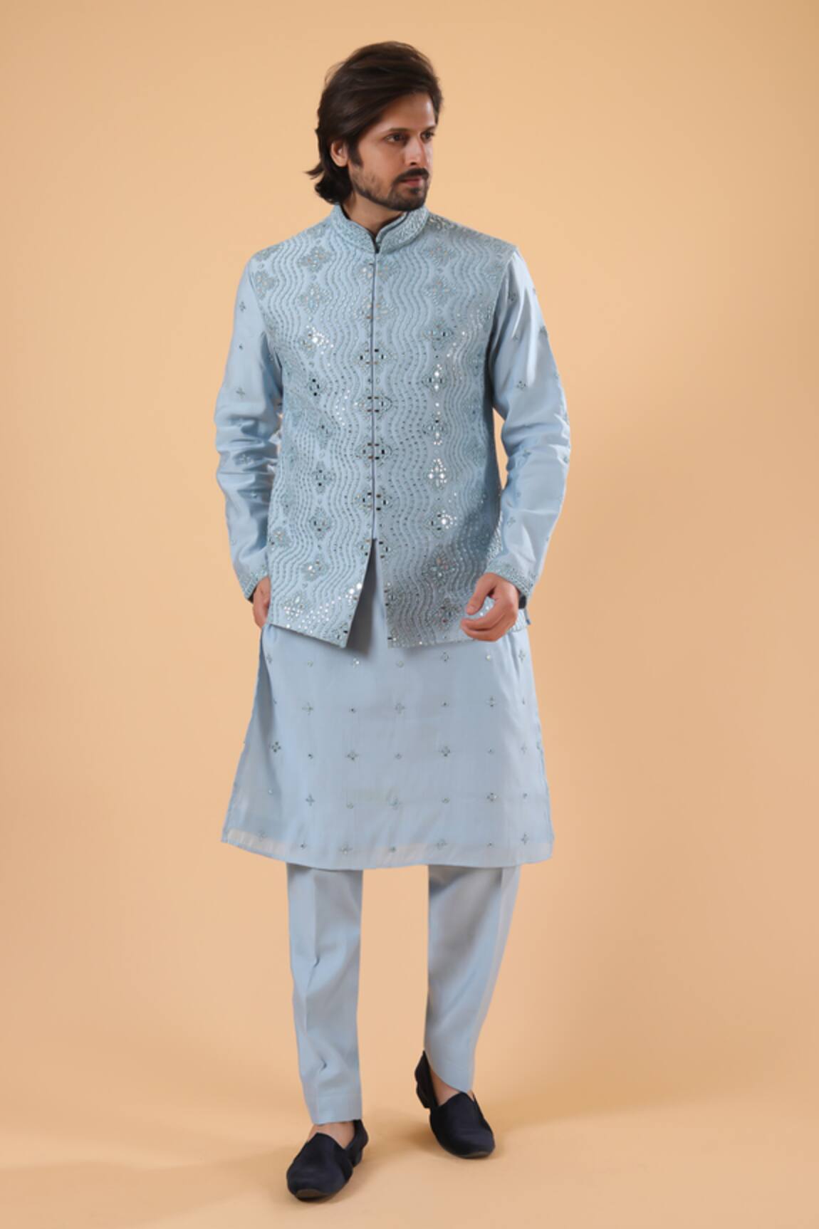 Millionaire Mirror Work Koti & Kurta Set 