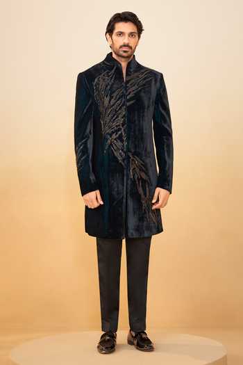 Millionaire Velvet Embroidered Sherwani Set 