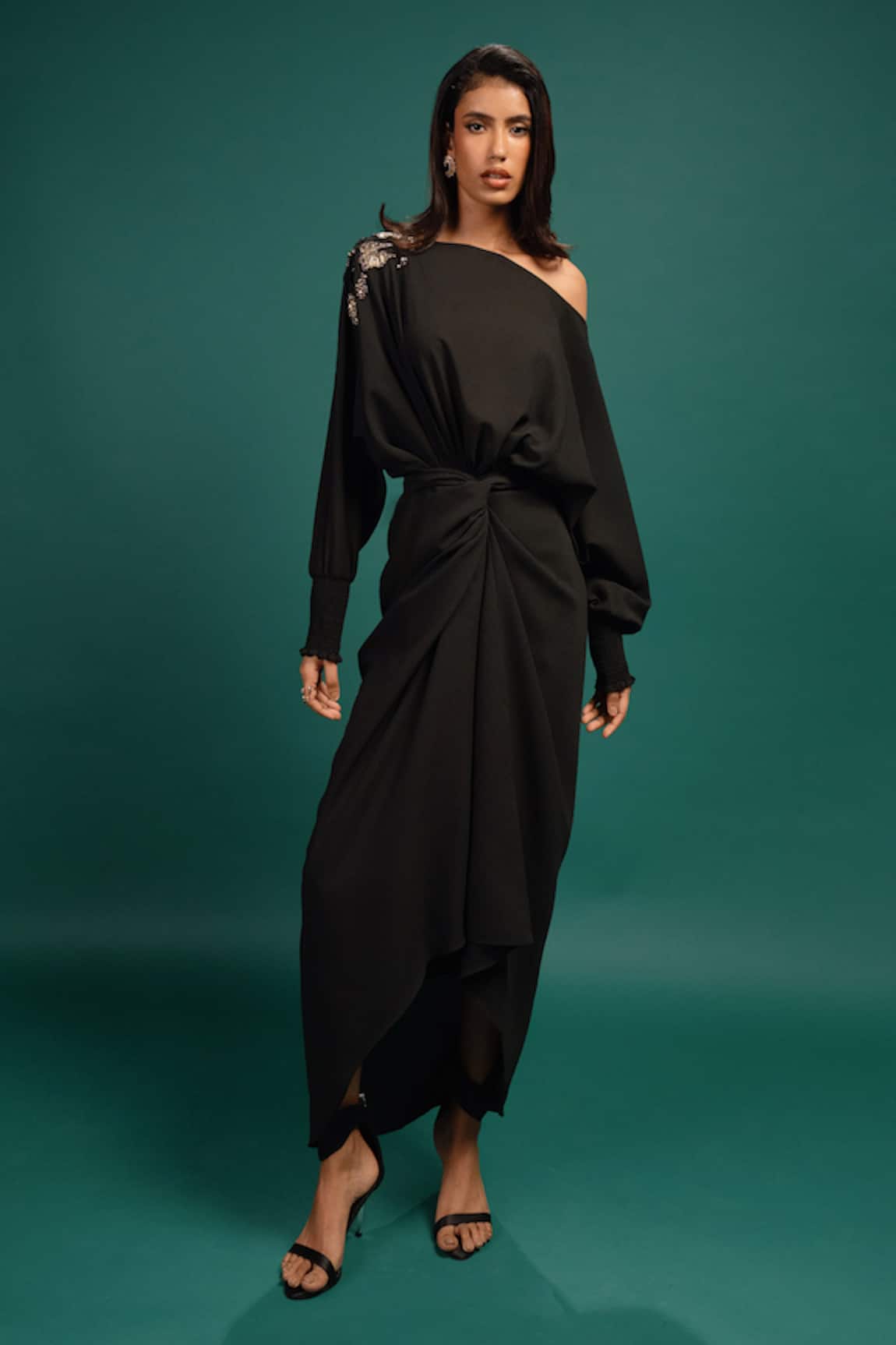 Style Junkiie Ebony Spotted Wrap Dress 