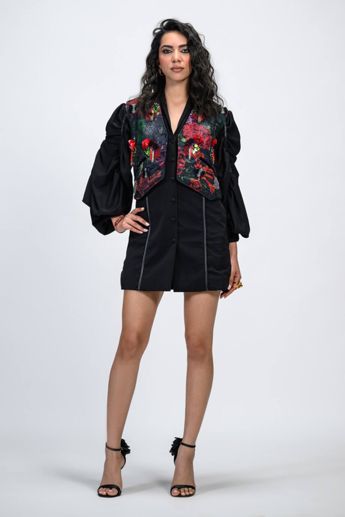 The Dramebaaz CO Prisma Dress With Floral Print Waistcoat 