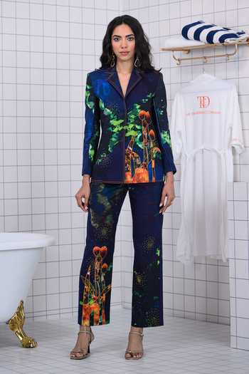 The Dramebaaz CO Enchanted Floral Bunch Patchwork Blazer Pant Set 