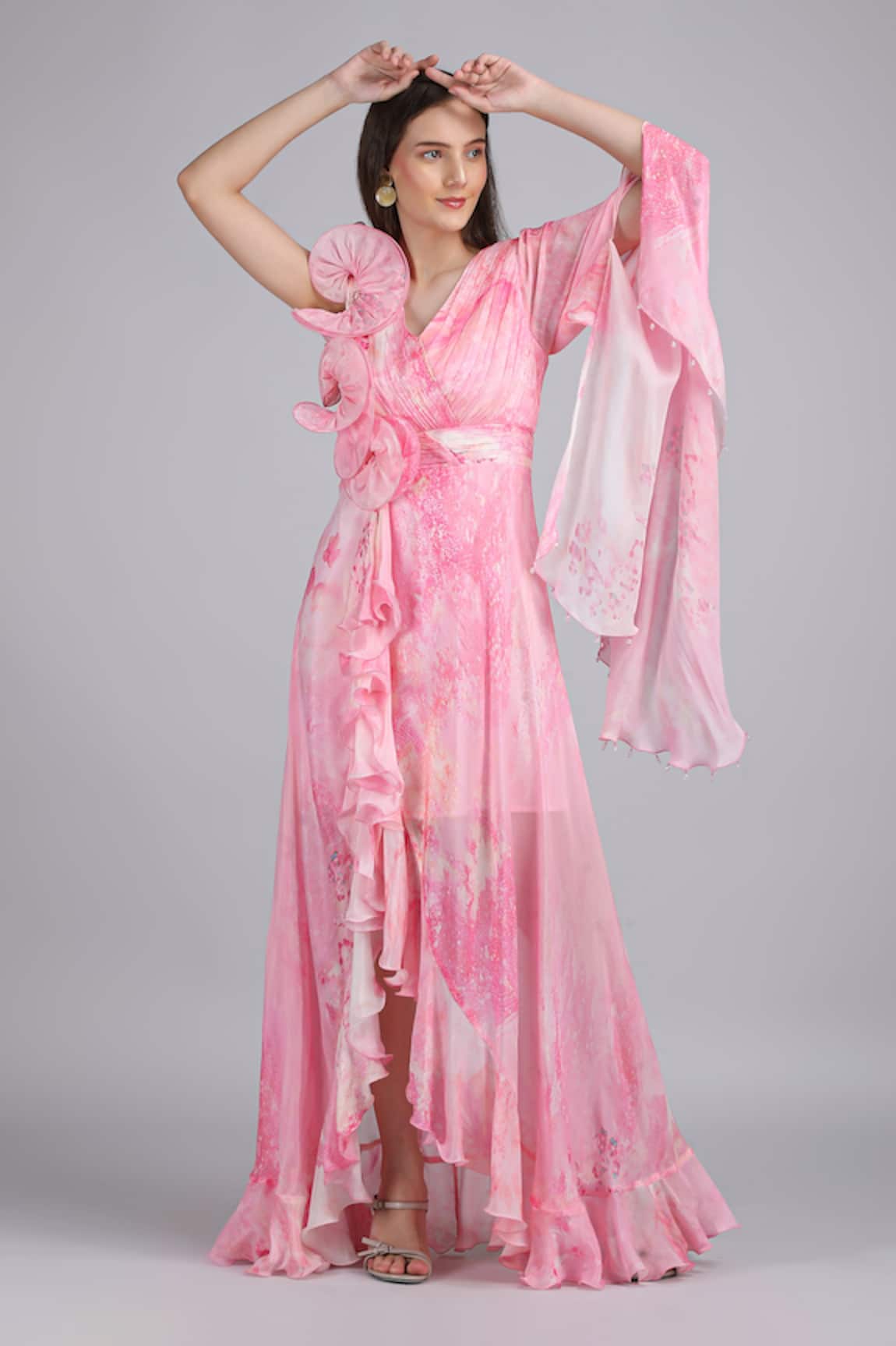 Mandira Wirk Cotton Cloud Self Texture Printed Corsage Dress 