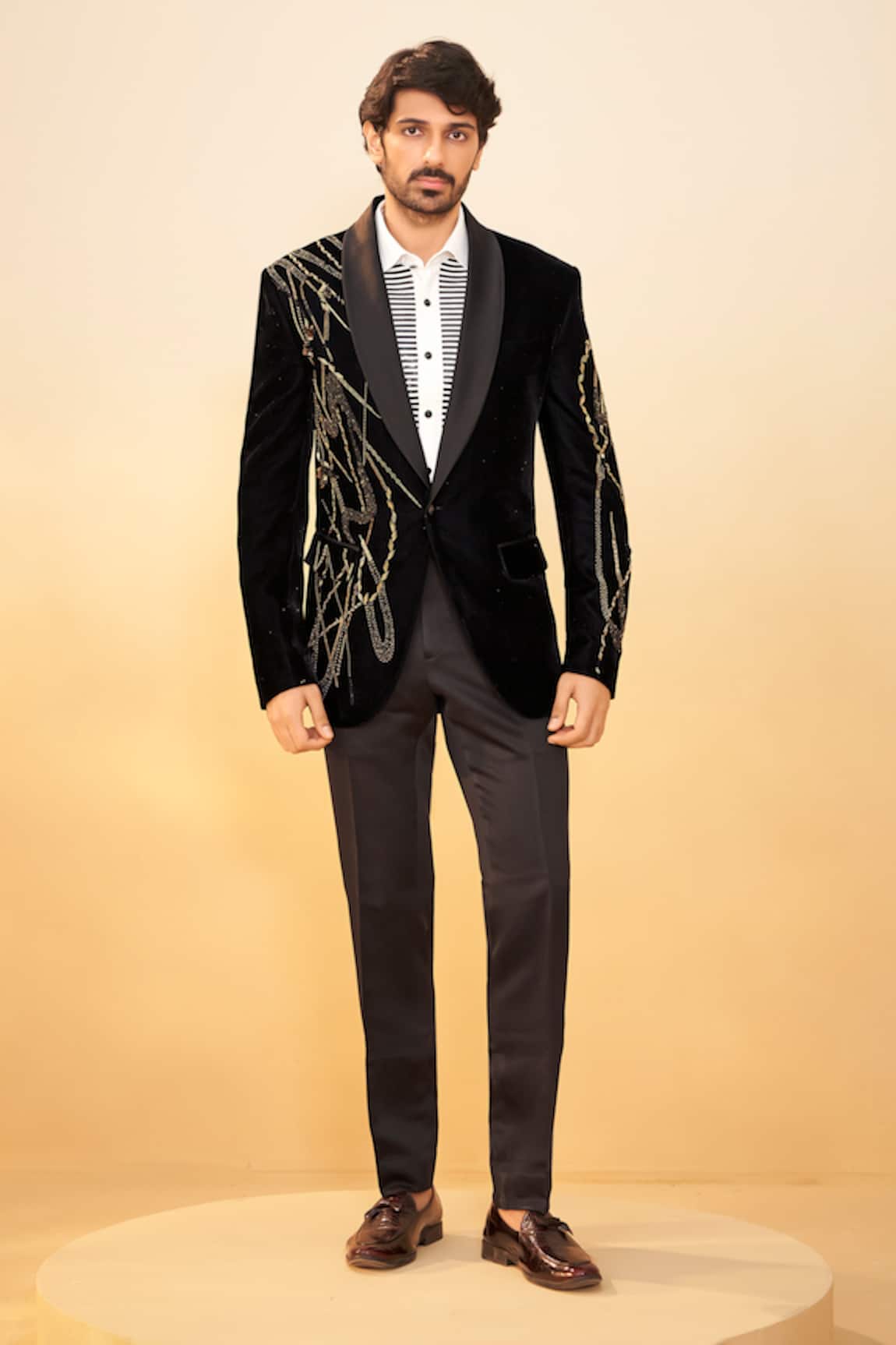 Millionaire Metallic & Cut Pearl Embroidered Suit Set 