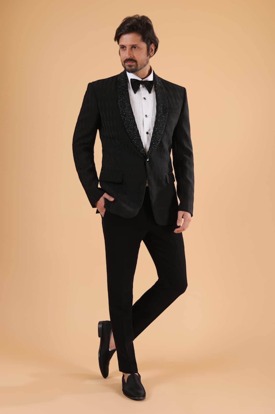 Millionaire Embroidered Lapel Collar Suit Set 