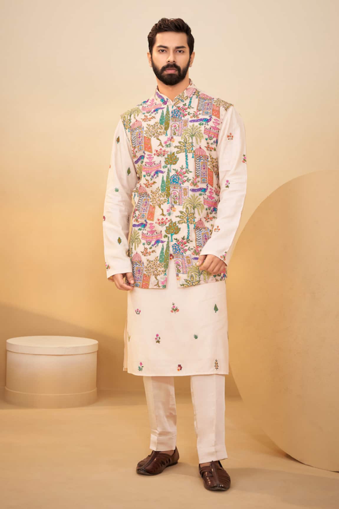 Millionaire Thread Work Bundi Kurta Set 