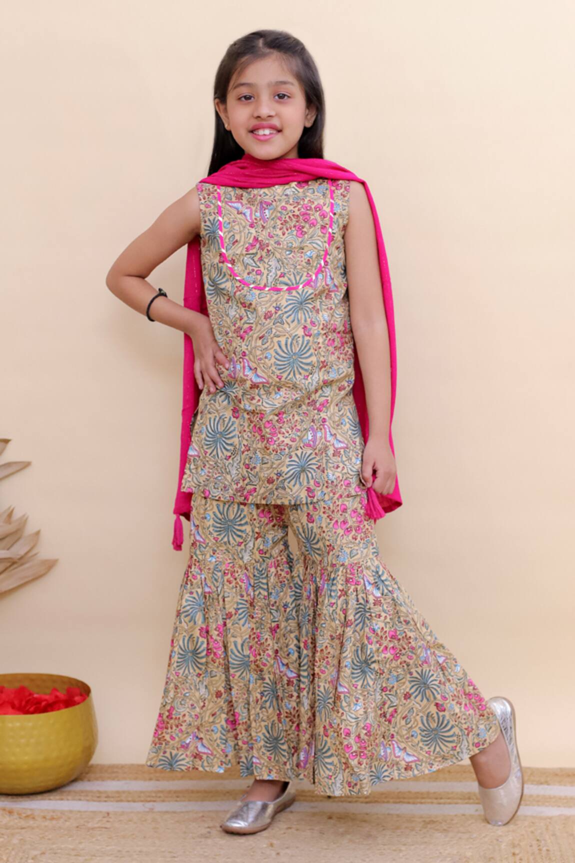 Kalp Rose Garden Print Kurta Sharara Set 