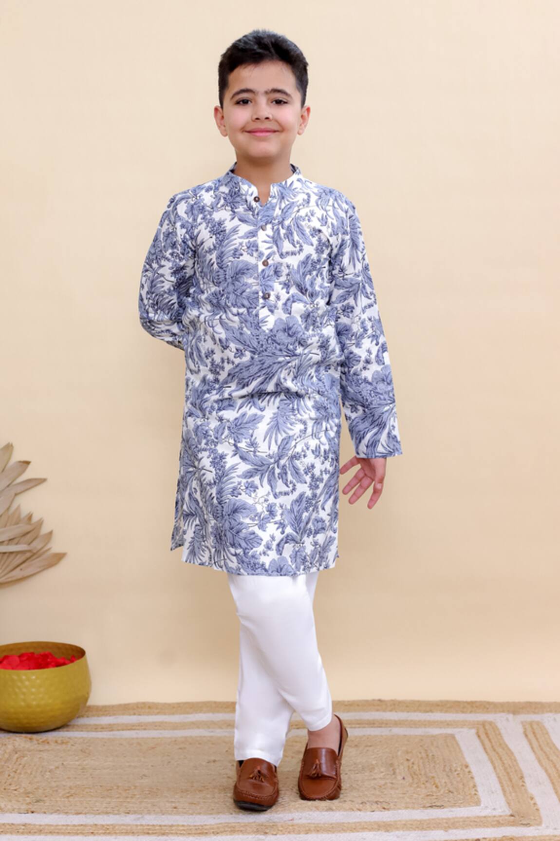 Kalp Blue Botanica Print Kurta Set 