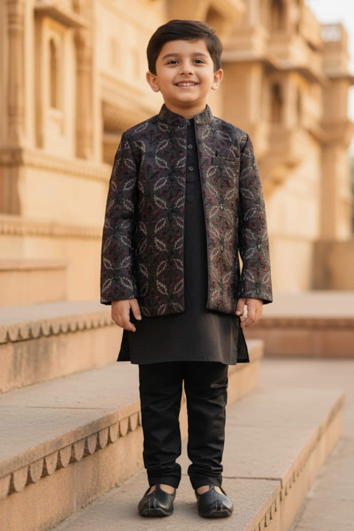 Funny Bones Clothings Blossom Embroidered Open Jodhpuri Set 