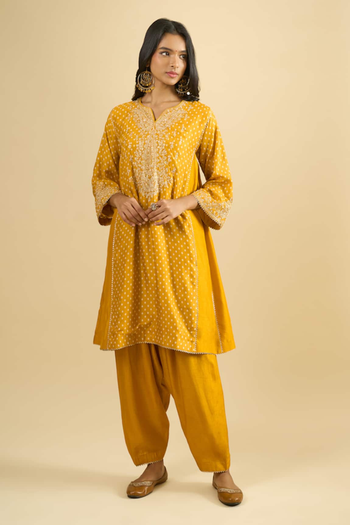 Sheetal Batra Gathered Embroidered Kurta Set 