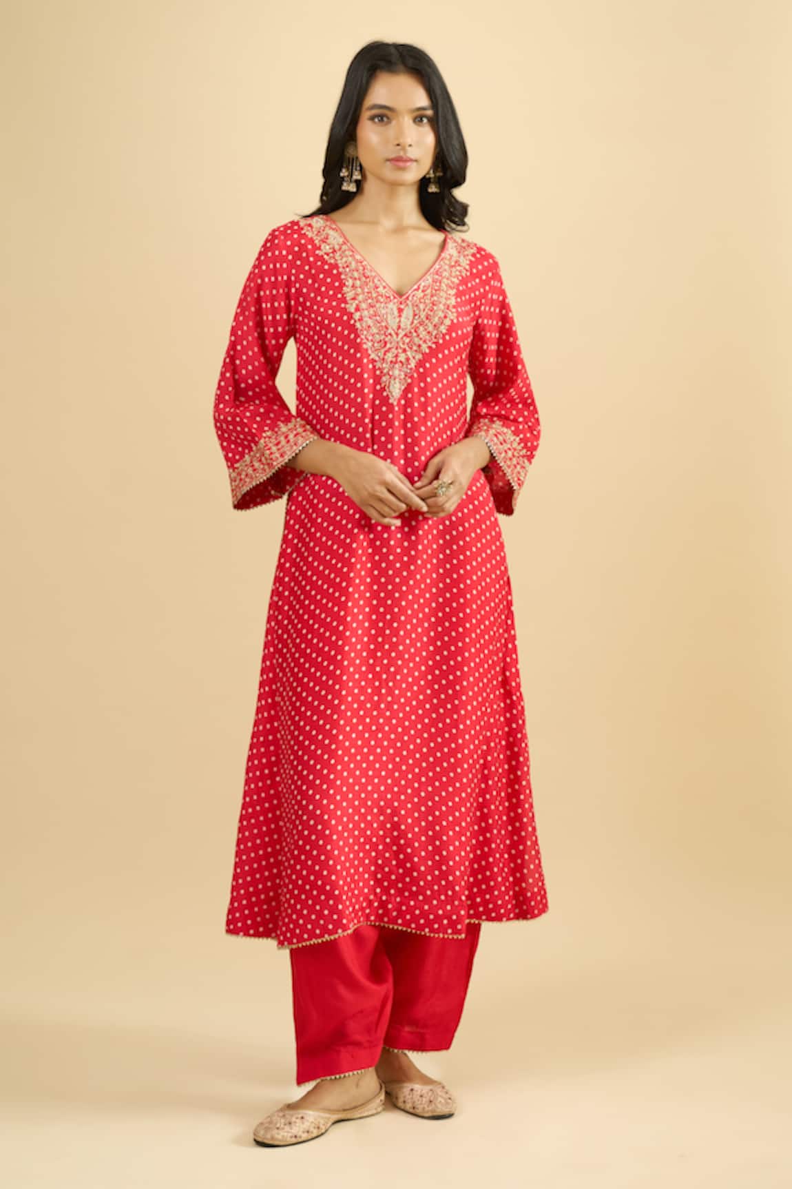 Sheetal Batra Red Embroidered Kurta & Salwar Set 