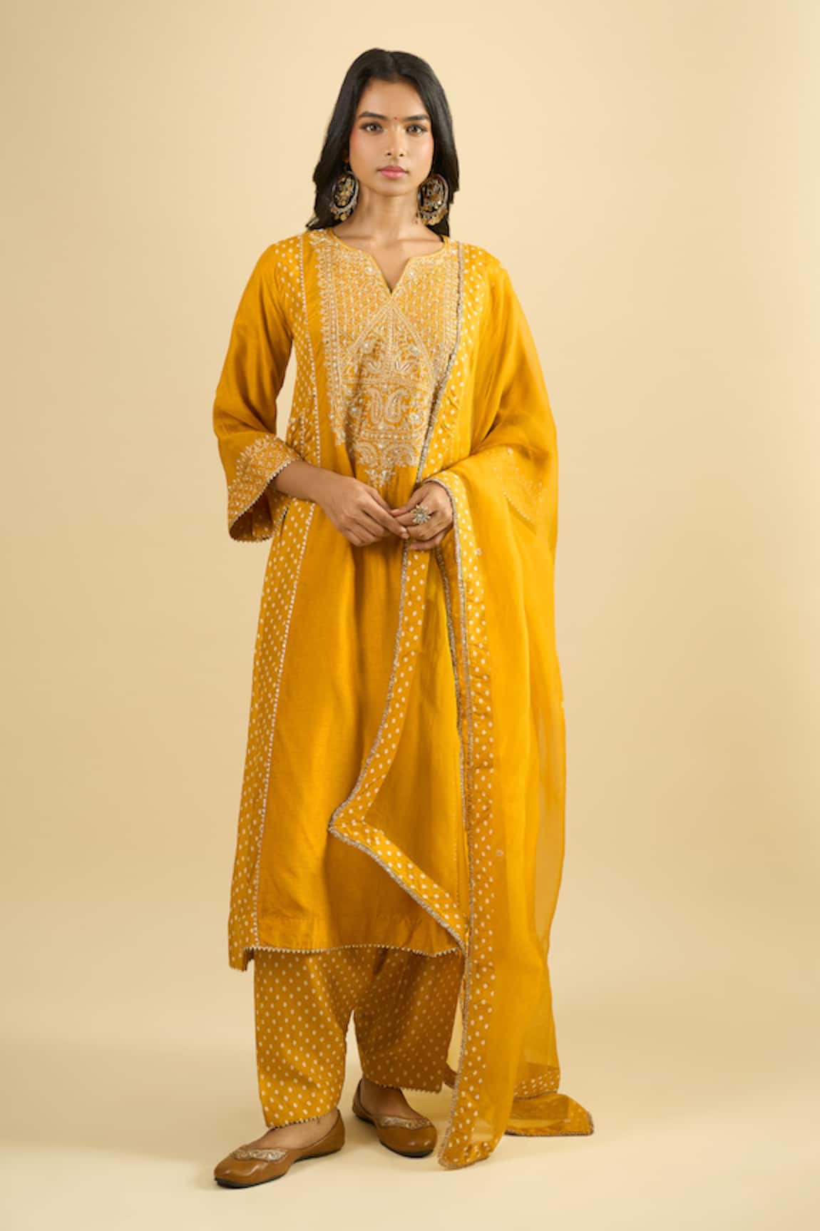 Sheetal Batra Yellow Embroidered Kurta Salwar Set 