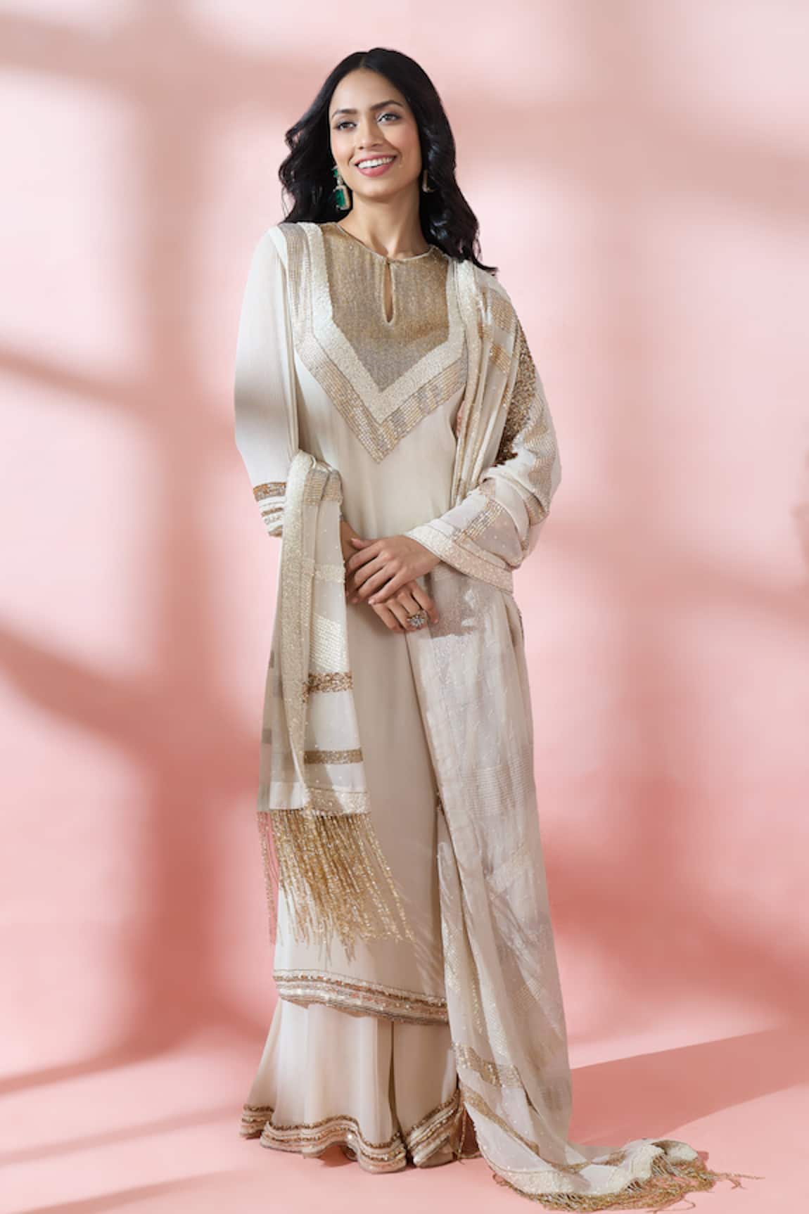 Nakul Sen Embroidered Kurta Palazzo Set 