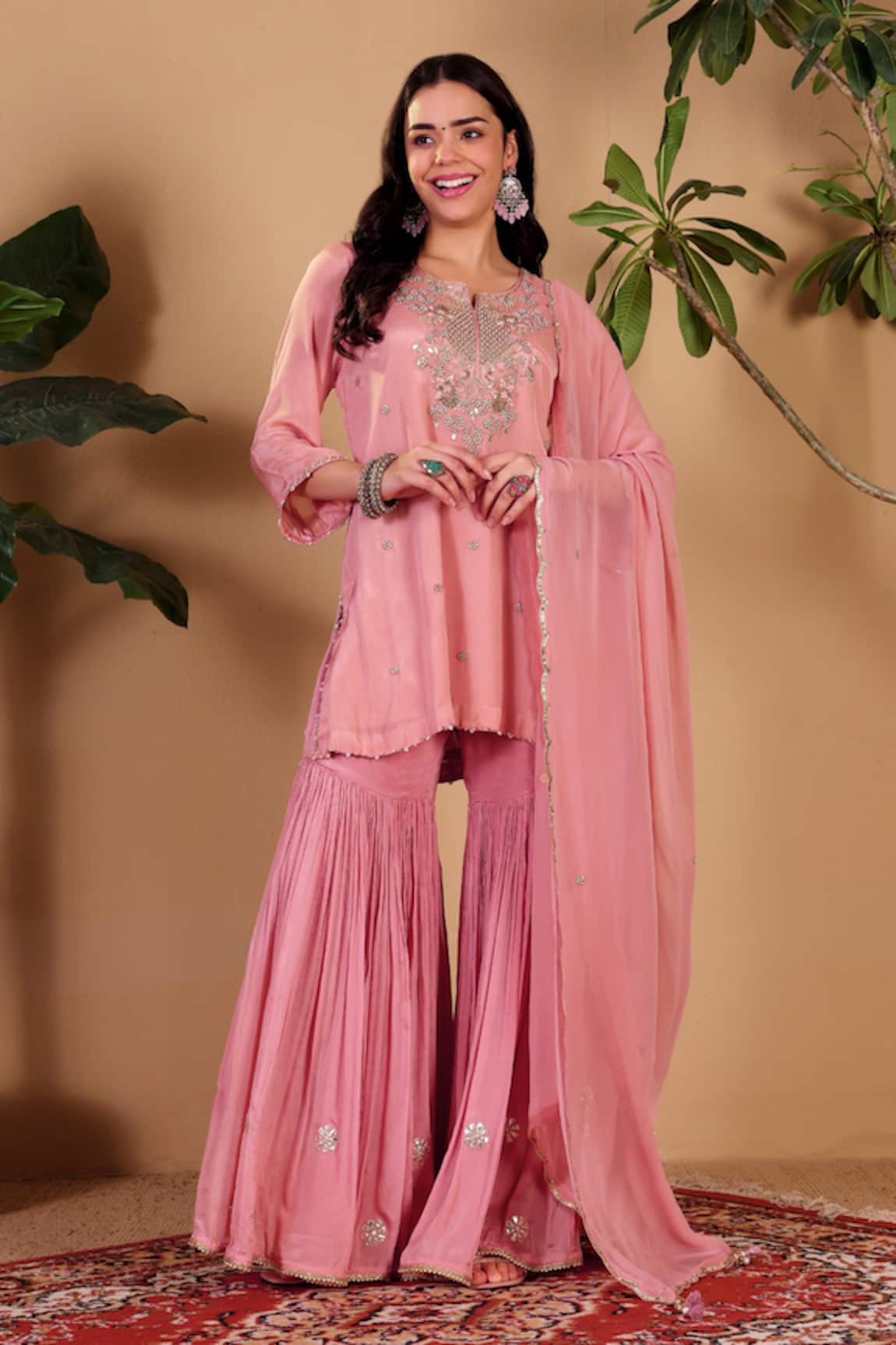 Sonali Methi Hand Embroidered Kurta Sharara Set 