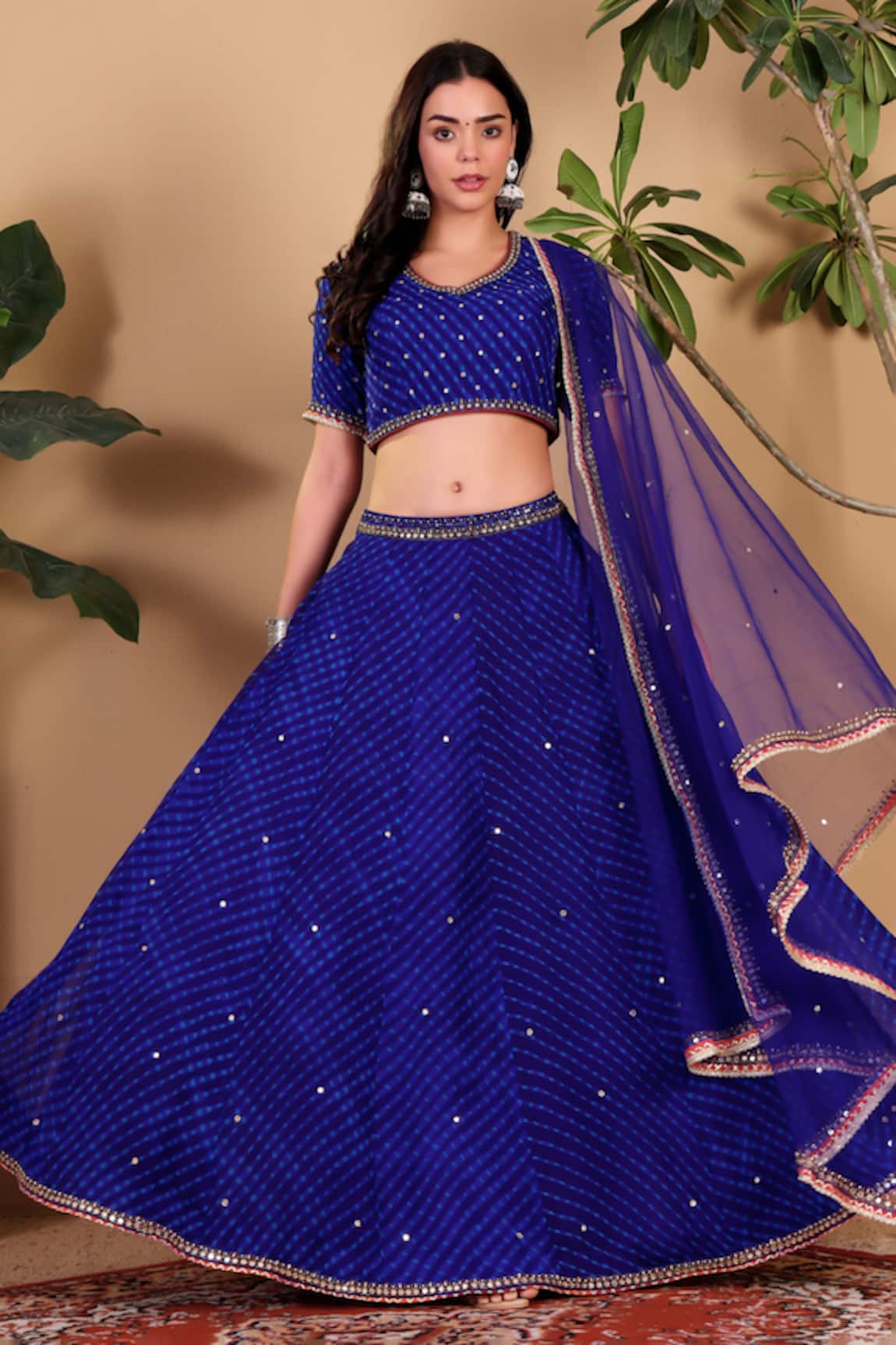 Sonali Methi Lehriya Hand Embroidered Lehenga Set 