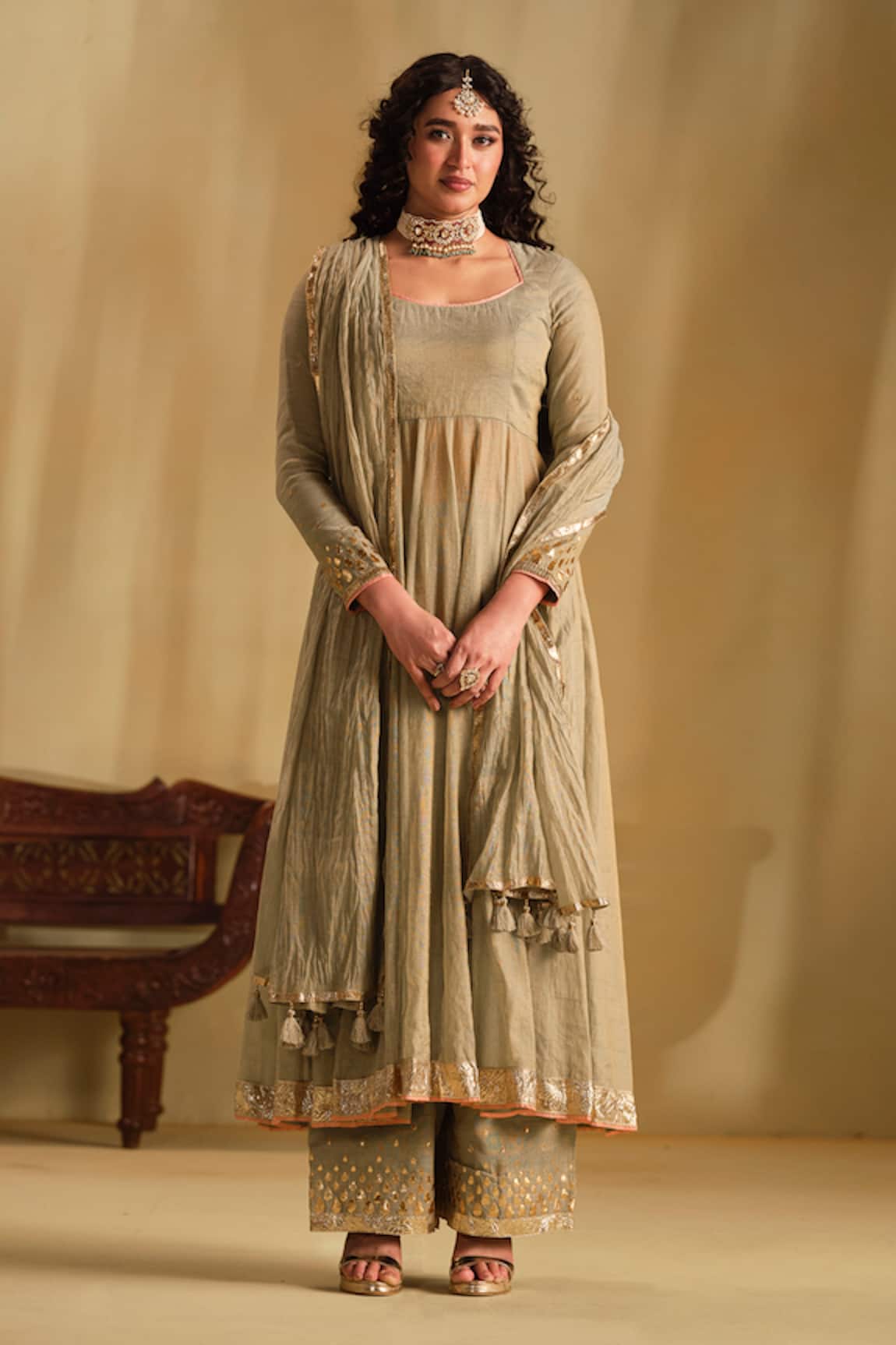 Almaari By Pooja Patel Arya Silk Anarkali Pant Set 