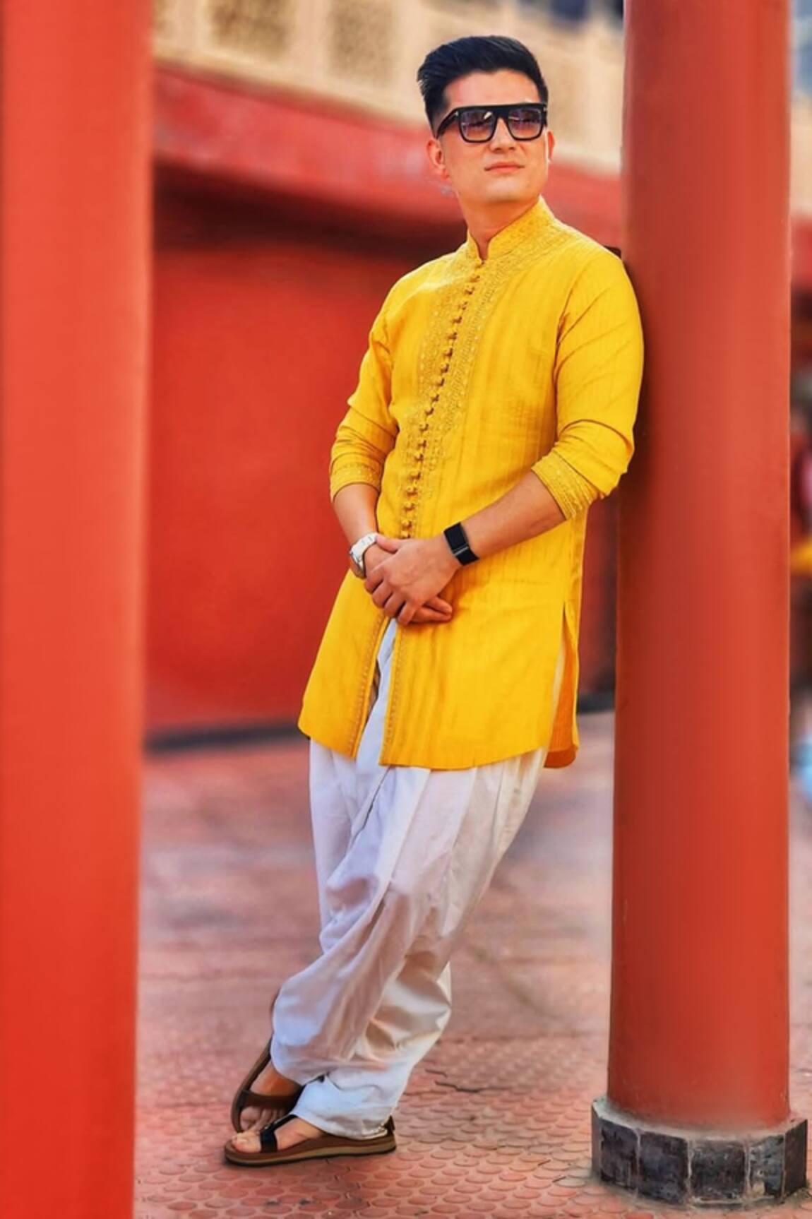 Histori Mustard Tonal Embroidered Kurta & Salwar Set 