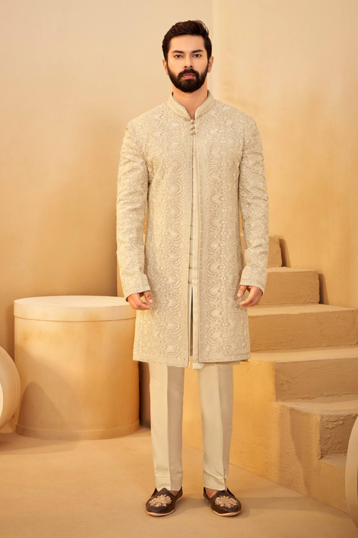 Millionaire Floral Embroidered Sherwani Set