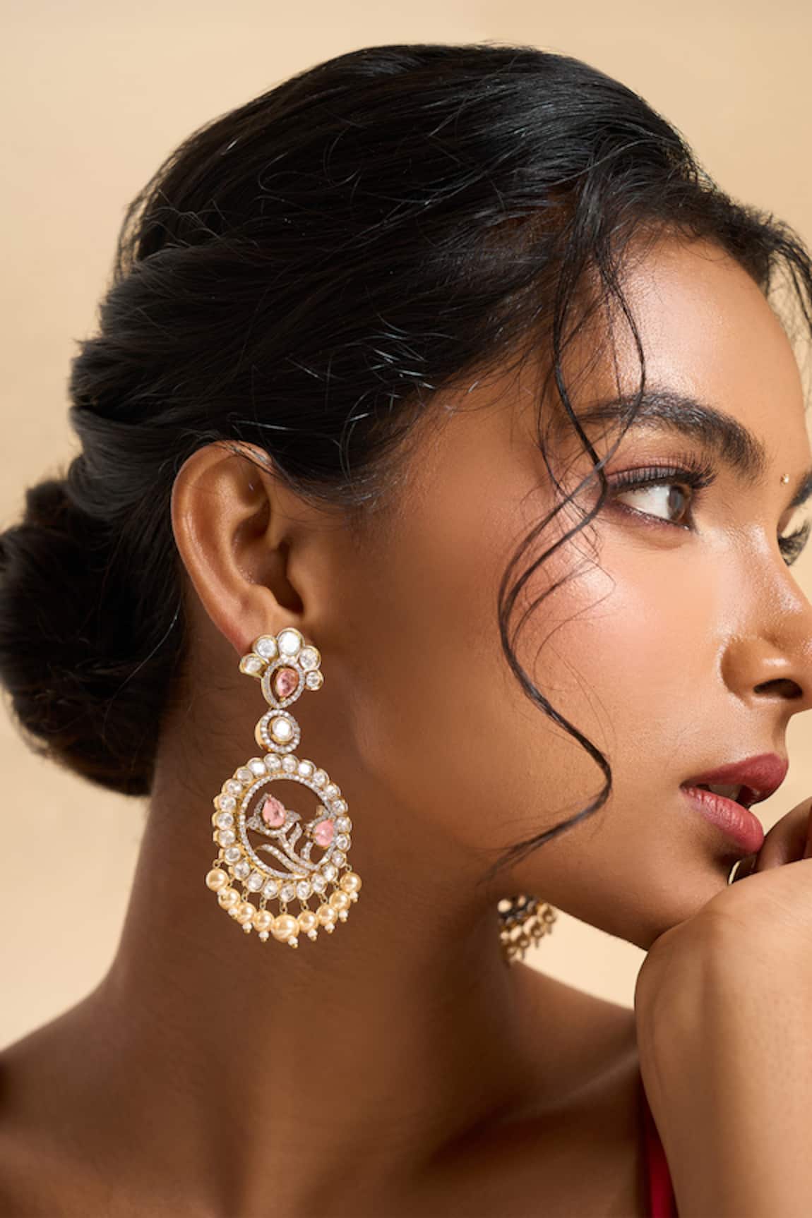 Nazaakat By Samara Singh Circular Drop Embellished Earrings 