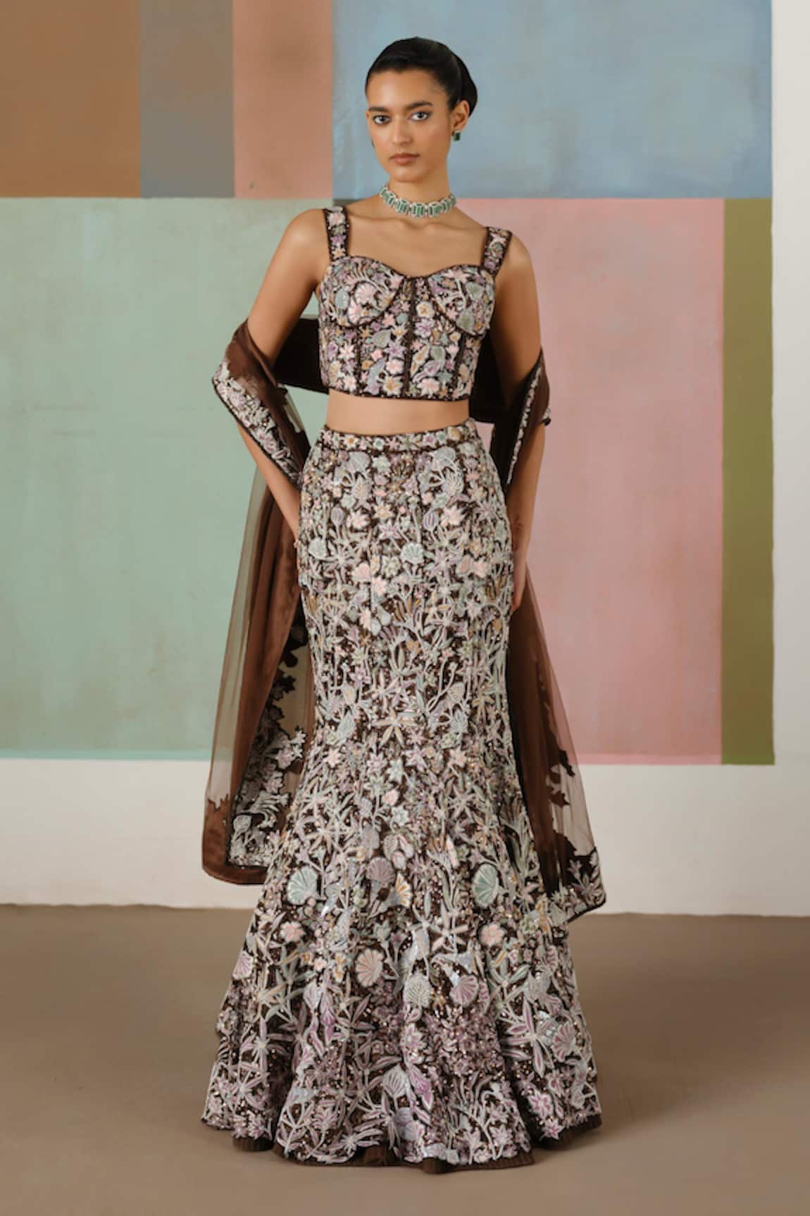 Mishru Kaira Embroidered Corset Lehenga Set 