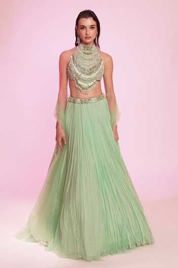 Anshika Tak Label Mirror Embroidered Lehenga Set 
