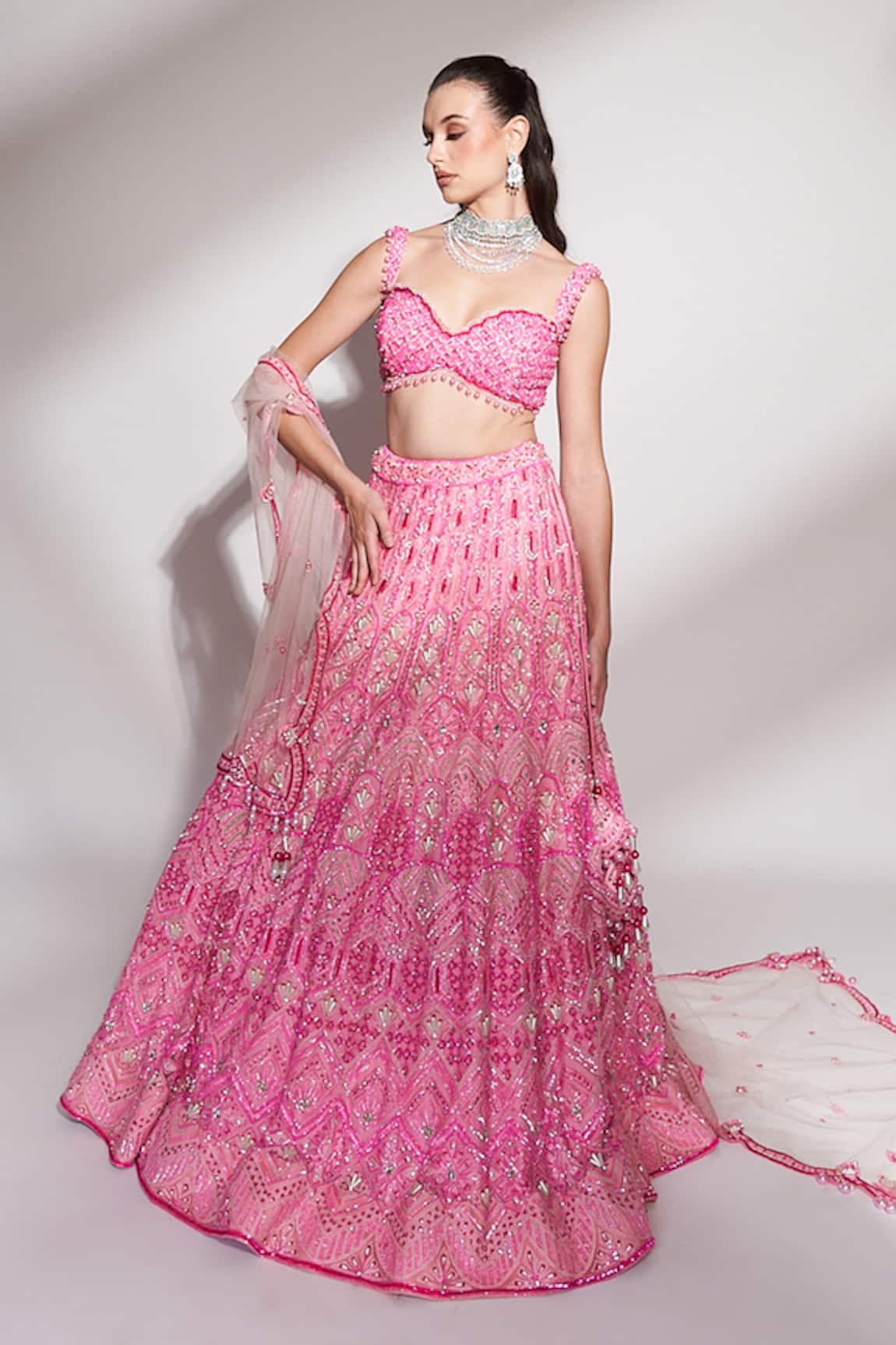 Anshika Tak Label Embroidered Sequins & Bead Lehenga Set 
