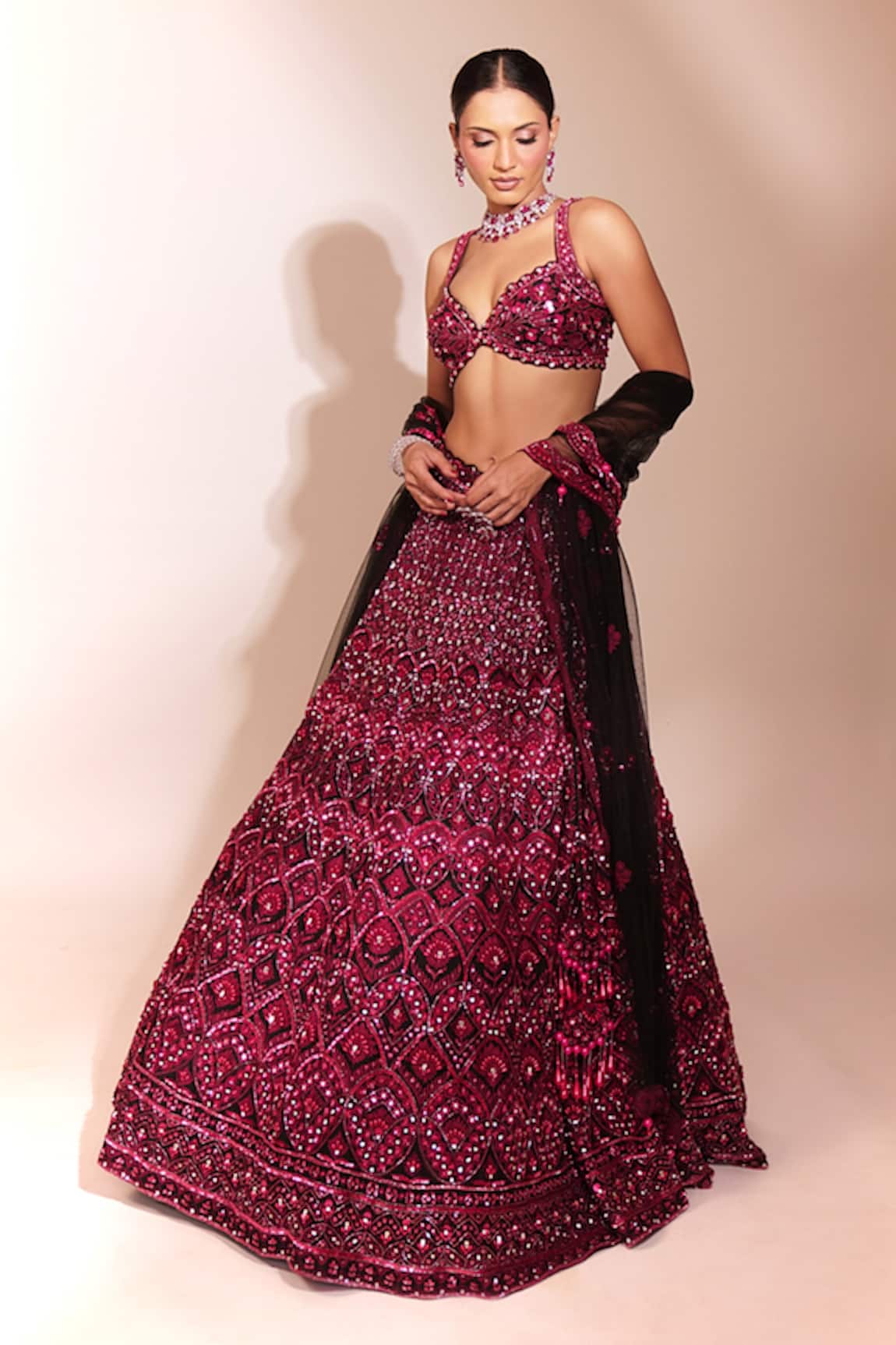 Anshika Tak Label Sequin Embellished Bridal Lehenga Set 