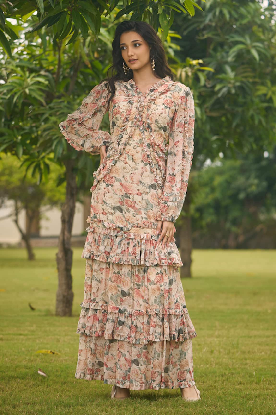 AMRIN KHAN Blush Floral One Piece Dress 