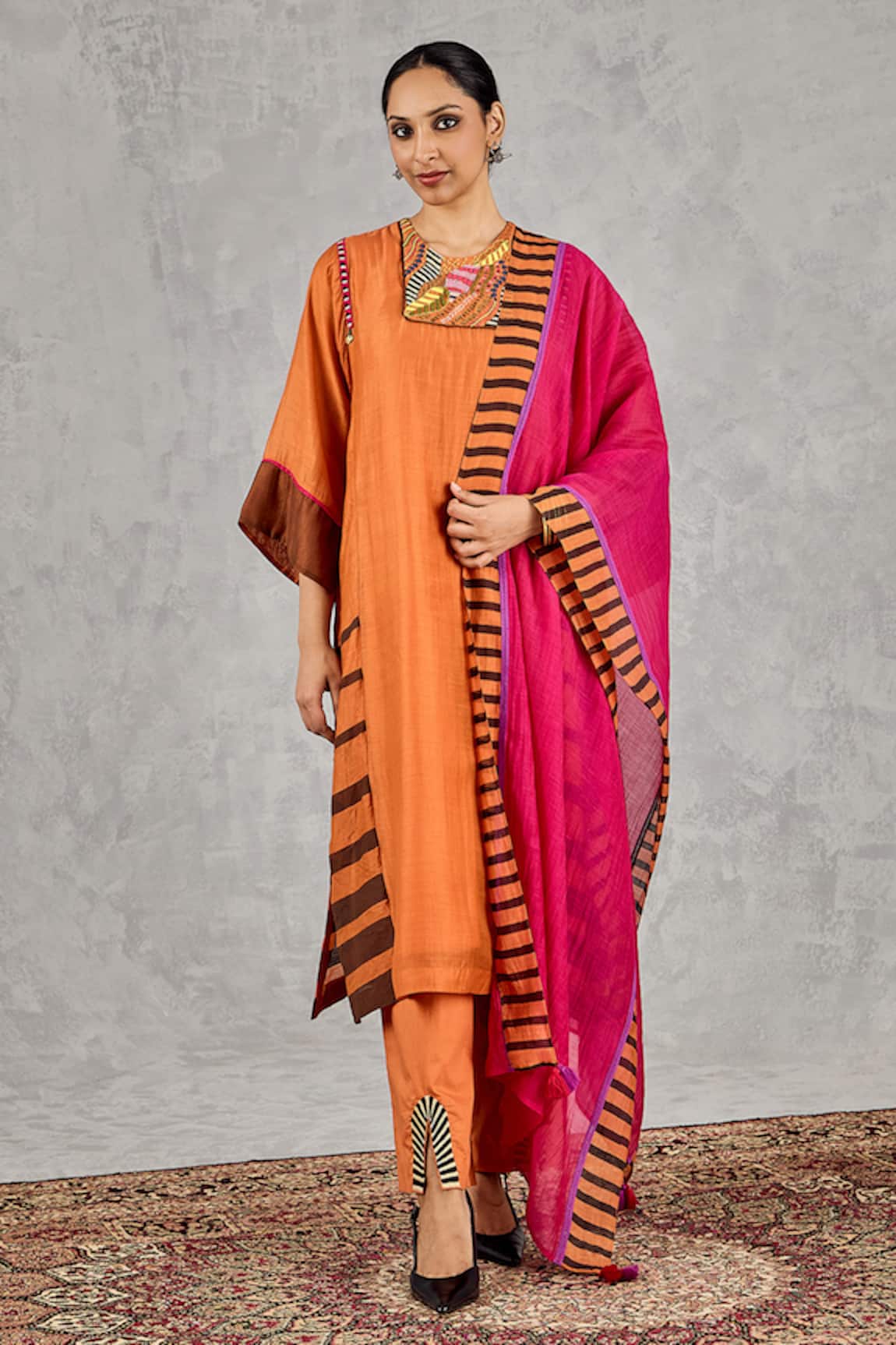 Shivani Bhargava Block Print & Hand Embroidered Kurta Set 