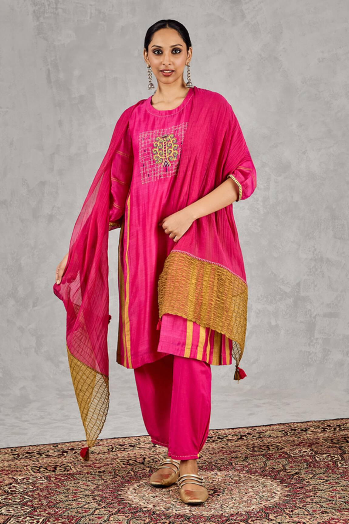 Shivani Bhargava Block Print & Hand Embroidered Kurta Set 